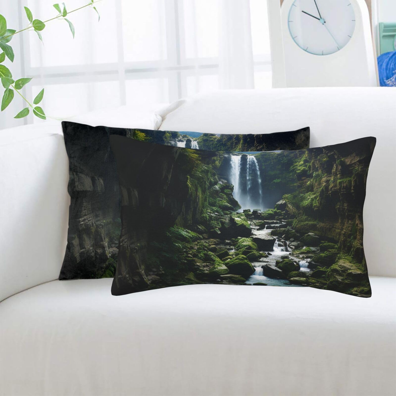 Waterfall Cliff Standard Pillowcases Sets of 2, Ultra Soft Microfiber Plush Pillow Cases 16"X24" Comfort Decorative Throw Pillow Cover with Hidden Zipper for Bedroom, Sofa, Couch