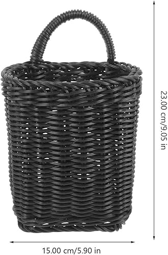 Miniatura 5 de Cabilock Organizador de cesta tejida para colgar en la pared para cocina y baño, mango decorativo de imitación de ratán para plantas, frutas y