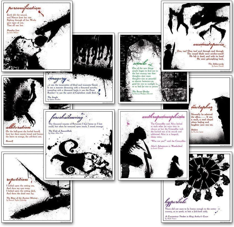 Literary Techniques Posters. Discount Classroom Bundle Featuring Classic Literary Quotes. Fine Art Paper, Laminated, or Framed. Multiple Sizes for Home, Office, or School