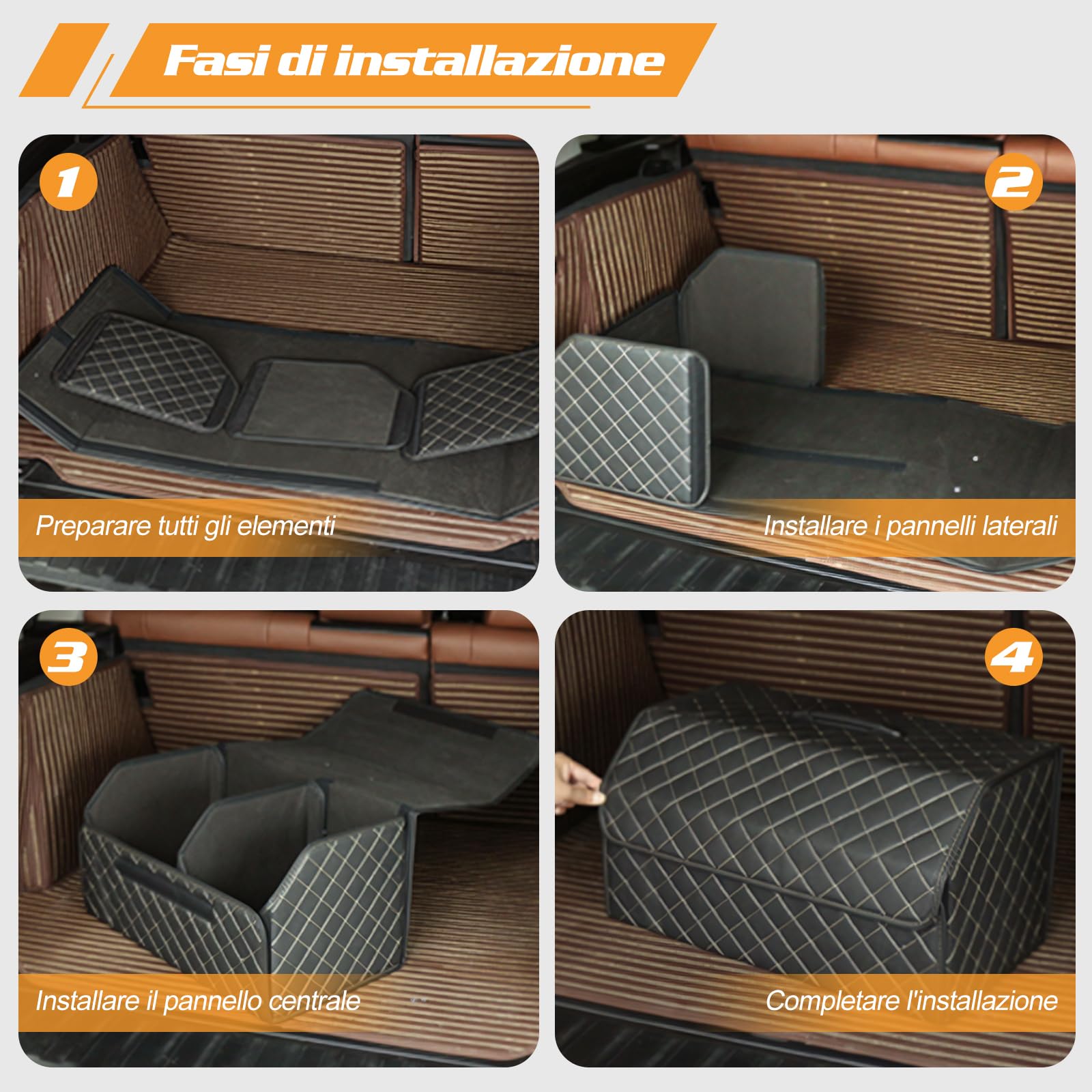 Ergocar Organizzatore per Auto PU Cuoio di Lusso Auto Organizer Impermeabile Pieghevole Organizzatore di Immagazzinaggio per SUV/Auto/Camion (Nero-L)