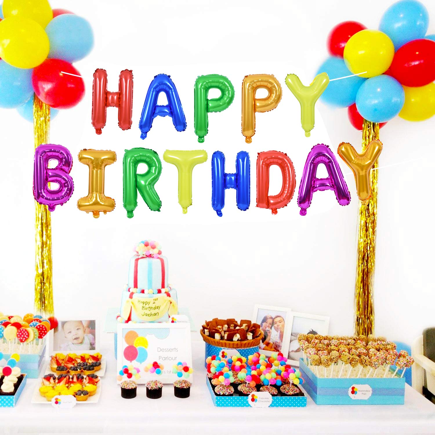 Happy Birthday Balloons Banner, 16 Inch Mylar Foil Letters Balloons Birthday, Birthday Party Decorations And Accessories For Children And Adults