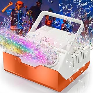 SDQQQBIU Automatic Bubble Machine with Colorful Light, 16000+ Bubbles Per Minute Bubble Blower for Kids Wedding Birthday Parties Indoor & Outdoor (Coffee)