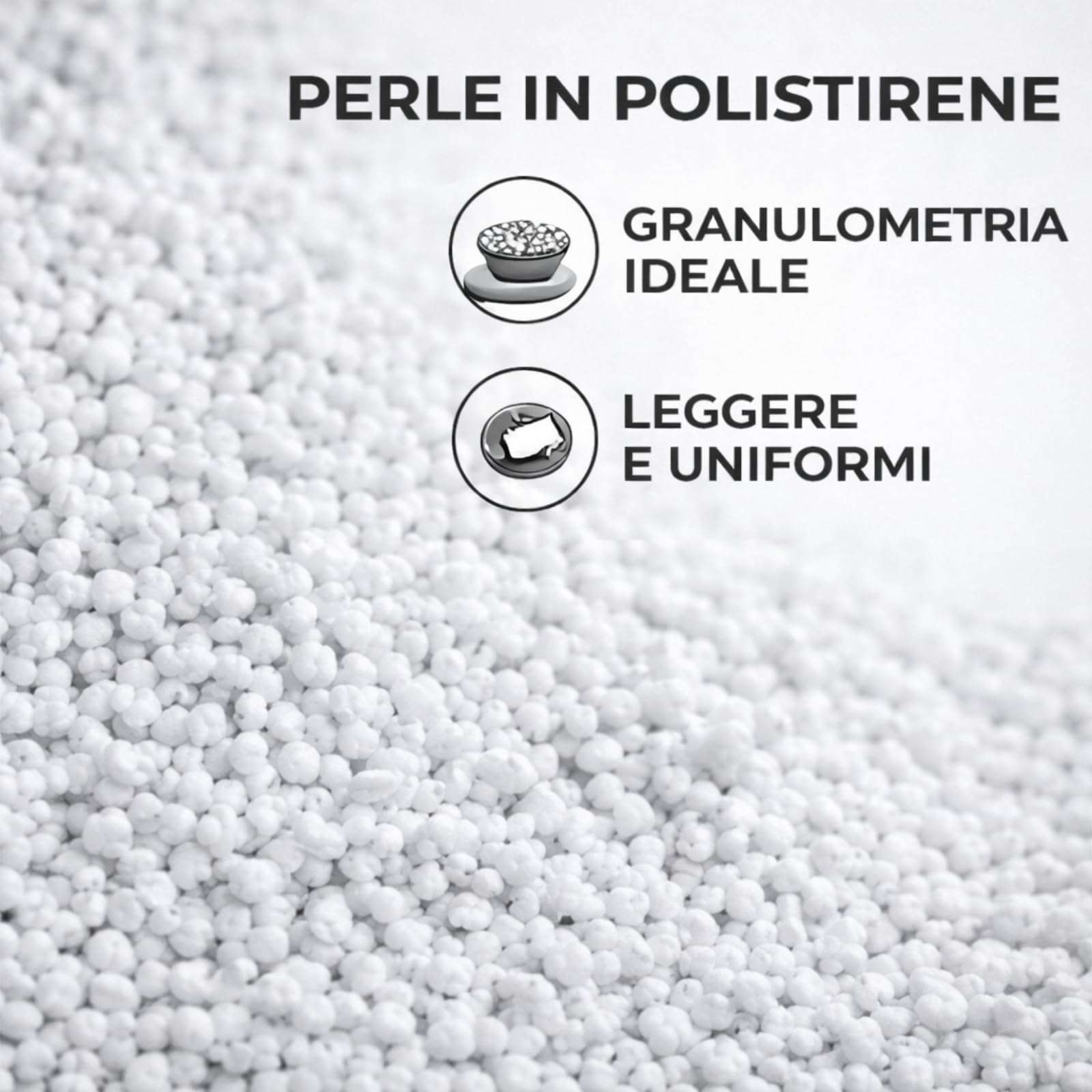 Perle di Polistirolo EPS 1000 Litri, Granuli Polistirene Espanso per Massetti Alleggeriti, Riempimento Pouf, Poltrone a Sacco e Cuscini, Palline per Imbottitura, Isolamento 2-8 mm