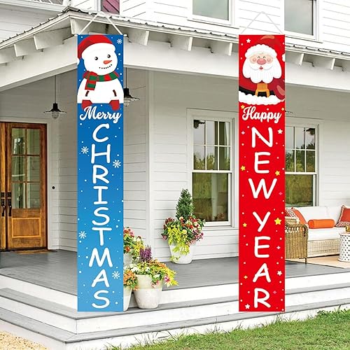 Miniatura 2 de Decoraciones de Navidad Feliz Año Nuevo Decoraciones Feliz Navidad Muñeco de Nieve Santa Claus Banner de Navidad Cartel de Porche de Puerta de
