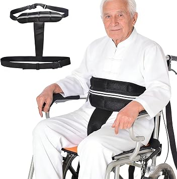 Wheelchair Safety Belt,Anti-Slip Wheelchair Seat Belt with Adjustable Secure Buckle,Wheelchair Harness for Seniors Elderly,Patients Black