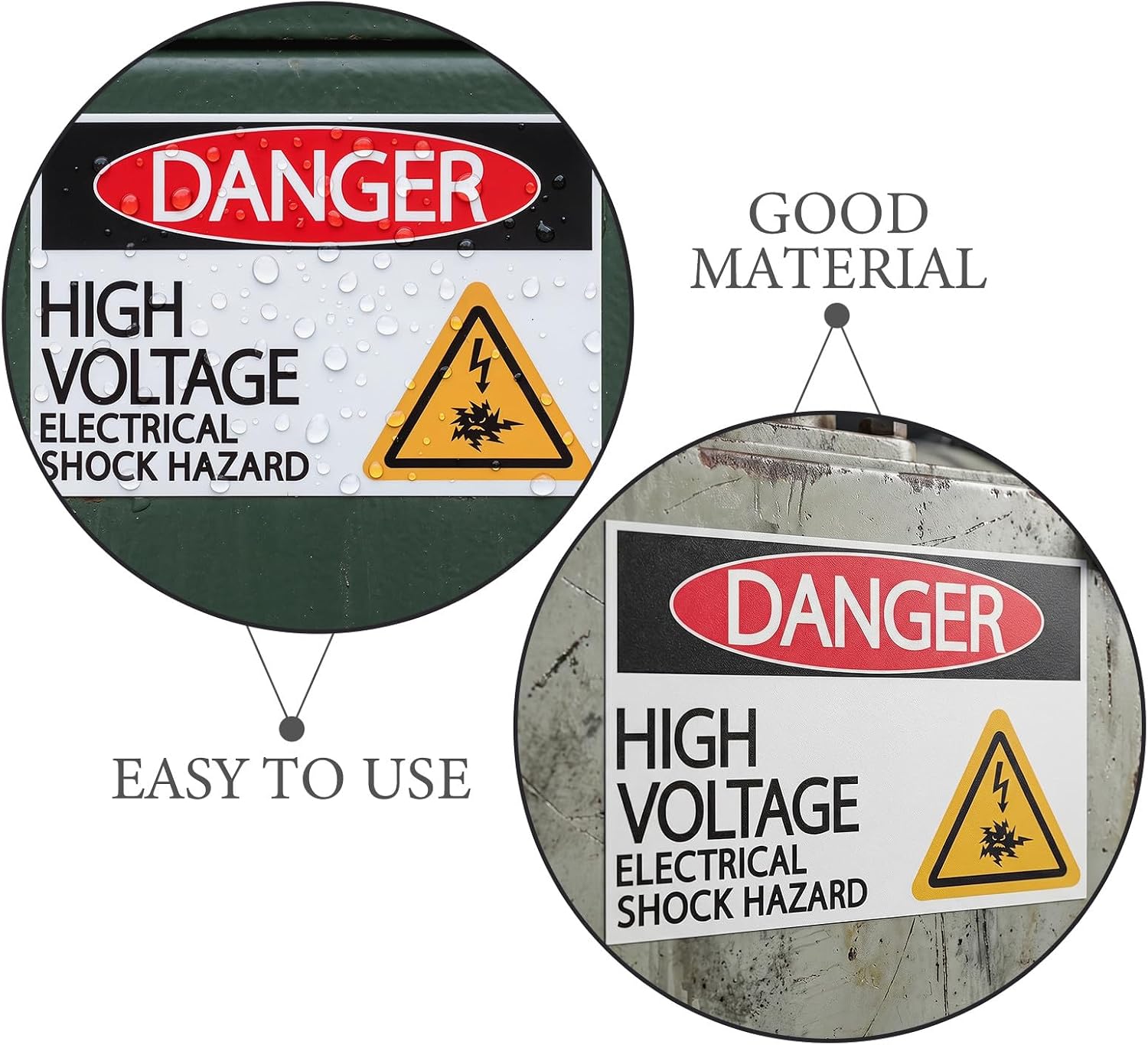 8PCS High Voltage Danger Stickers Decals, Electrical Safety Labels, Shock Hazard Warning Signs, Weatherproof for Machinery and Electric Box Panel