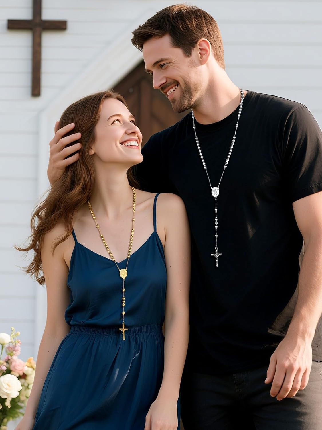 FaithHeart Rosary Beads Catholic Necklace for Men, St Michael/St Christopher/Virgin Mary Prayer Rosaries with Crucifix Cross Stainless Steel Praying Rosary Necklace - Image 2