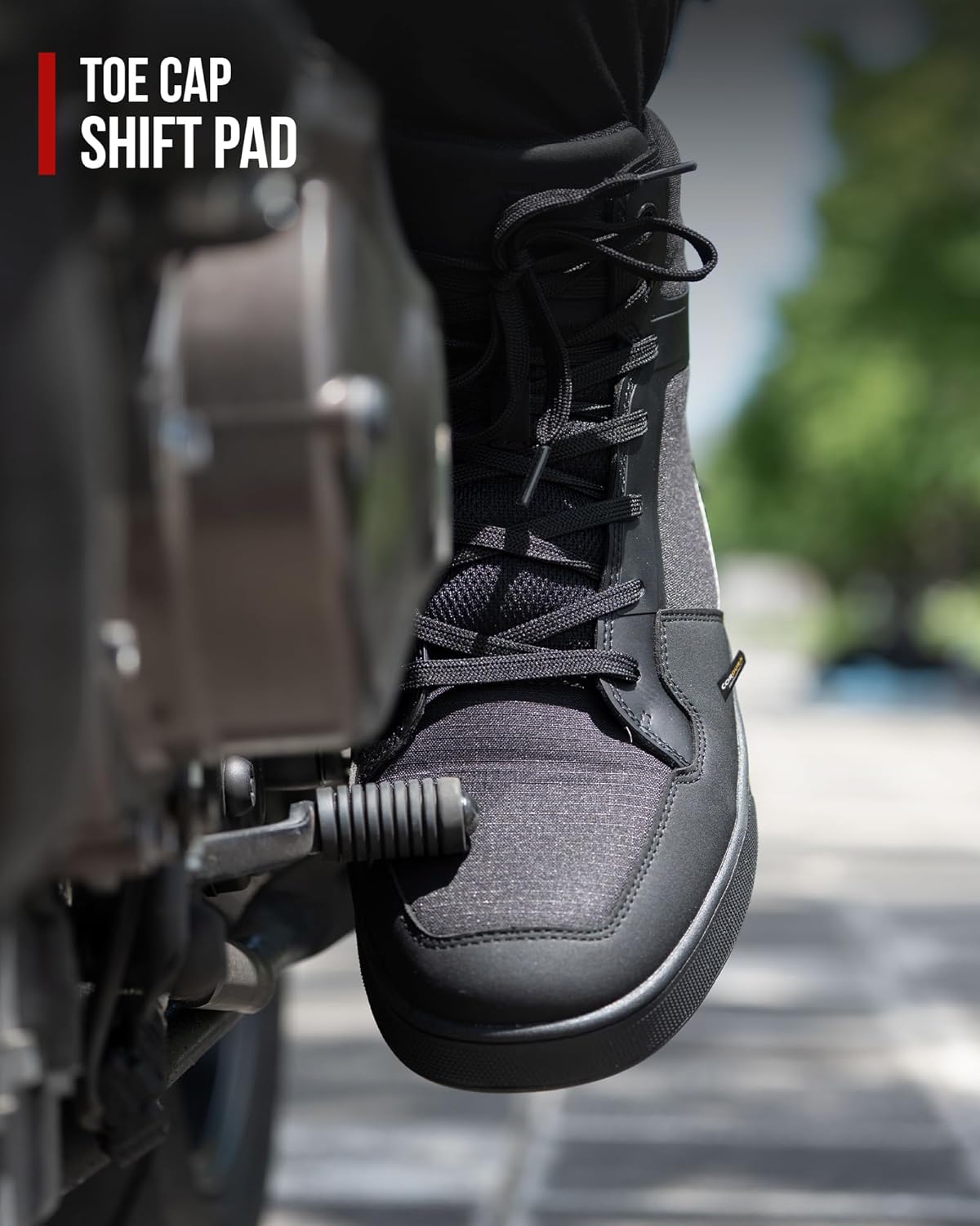 Winter Motorcycle Shoes for Men, CE Certified, Thickened Anti-Slip Sole, Breathable Casual Riding Boots with Ankle Support, Shift Pad 10 Black - Image 3