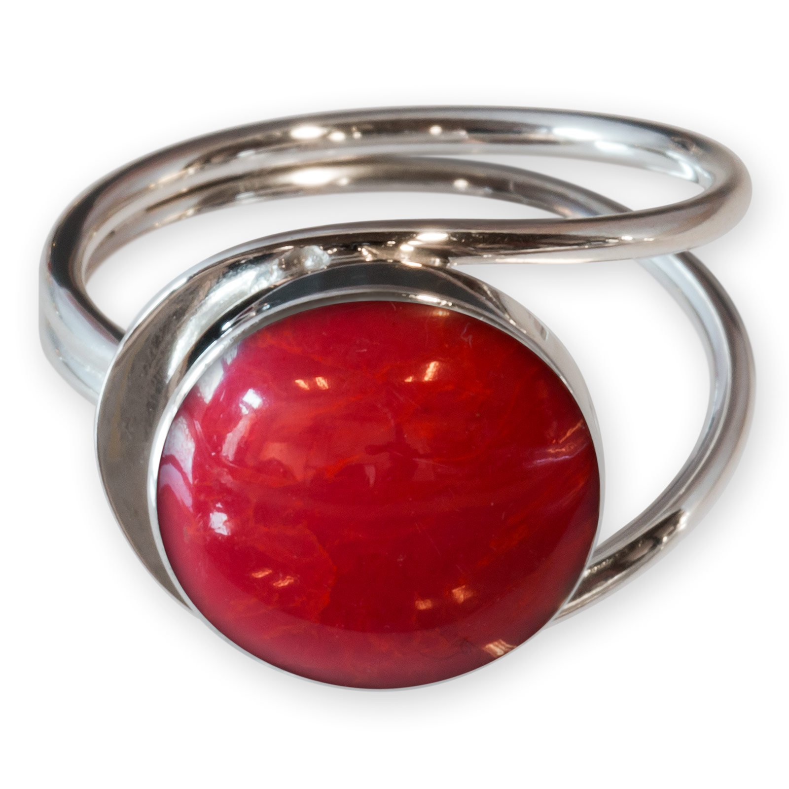 Fly Style Damenring Silber 925, Offener Ring mit Muschel oder Stein Inlays, Größe verstellbar