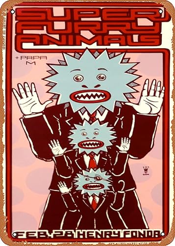 Super Furry Animals Concert Poster Los Angeles 2004 Michael Michael Motorcycle Creative Tin Sign Funny Novelty Metal Sign Retro Art Wall Decor for