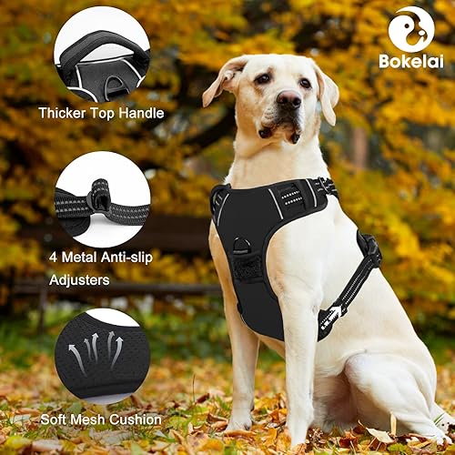 Miniatura 4 de Arnés sin tirones para perros pequeños, medianos y grandes, chaleco reflectante ajustable para mascotas con clip frontal acolchado para perros, asa