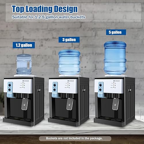 Miniatura 7 de Top Loading Dispensador de enfriador de agua para encimera, dispensador de agua para botella de 5 galones con 3 ajustes de temperatura