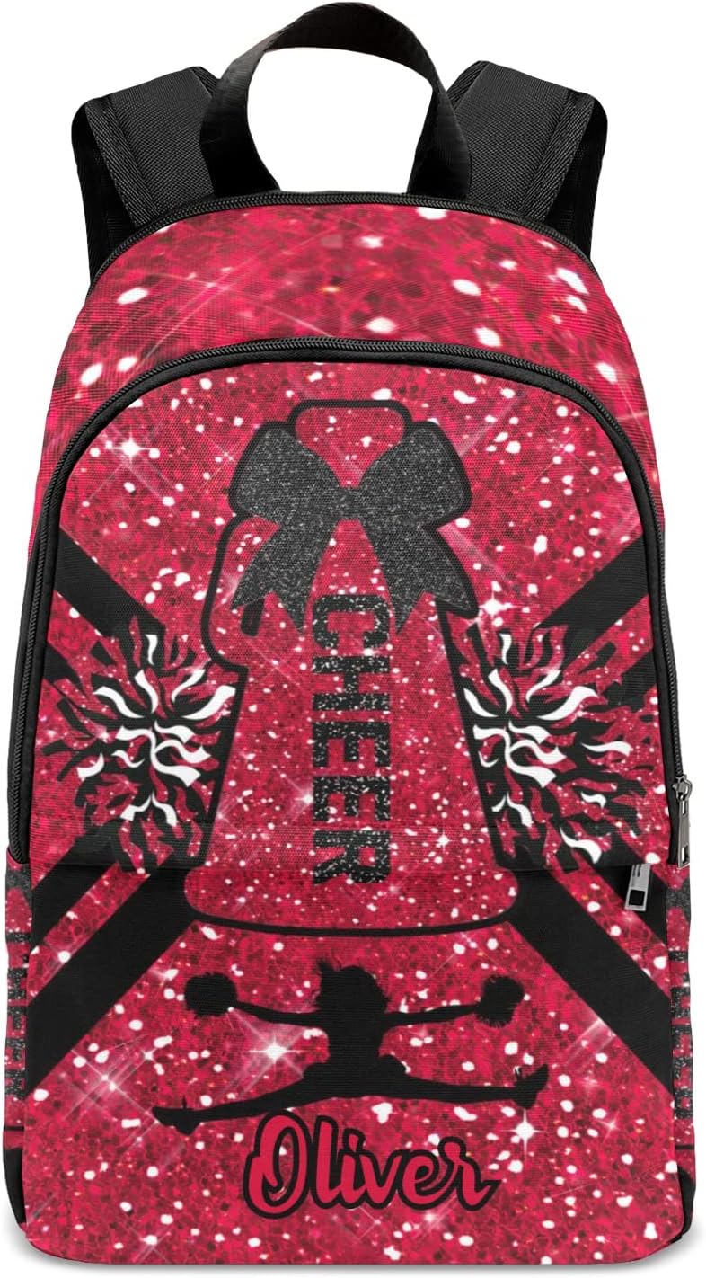 Red Cheer Cheerleader Backpack Casual Travel Bookbags Computer Laptop Bag Daypack for Gift