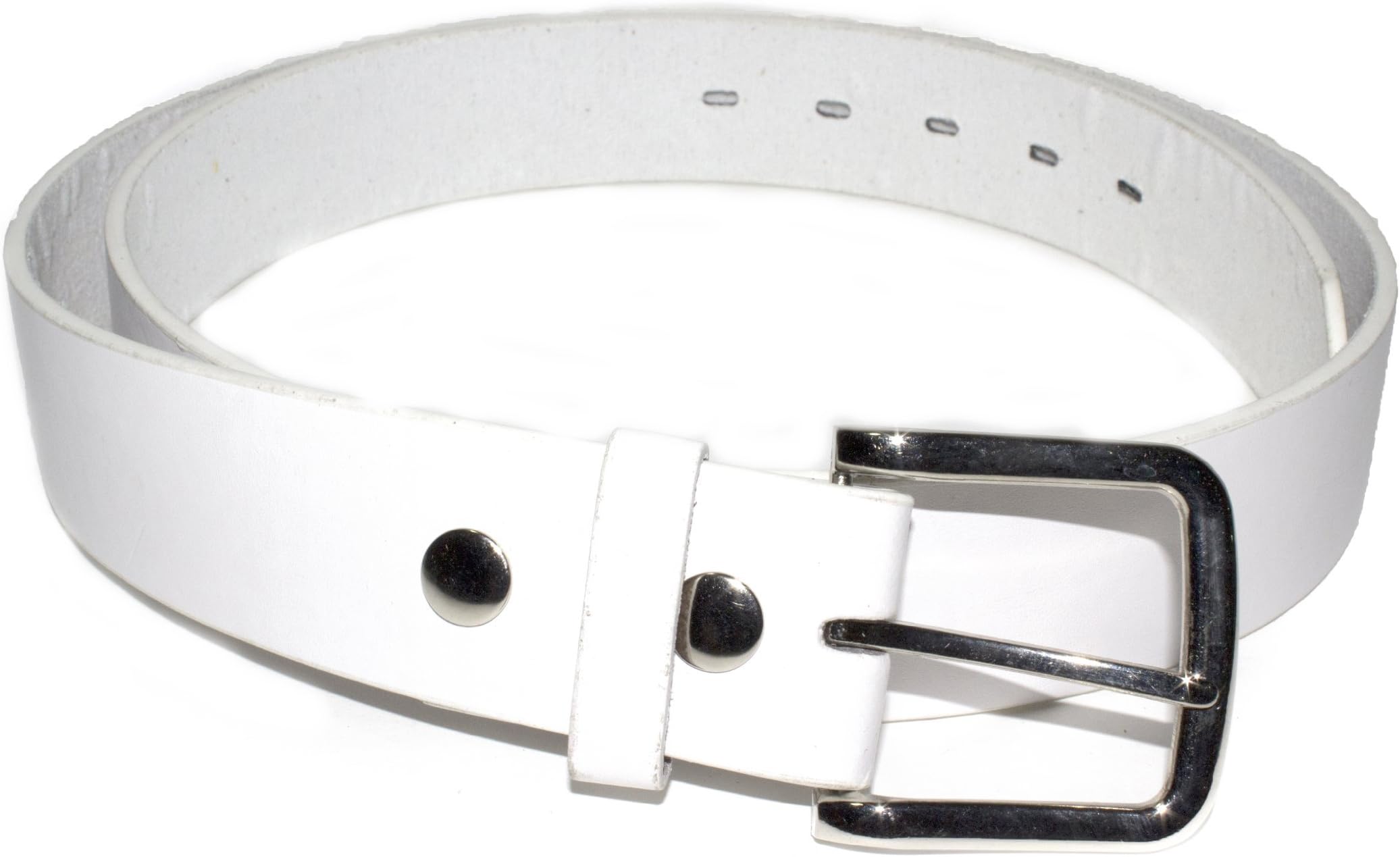 Leatherboss Belt Plain White with Removable Buckle