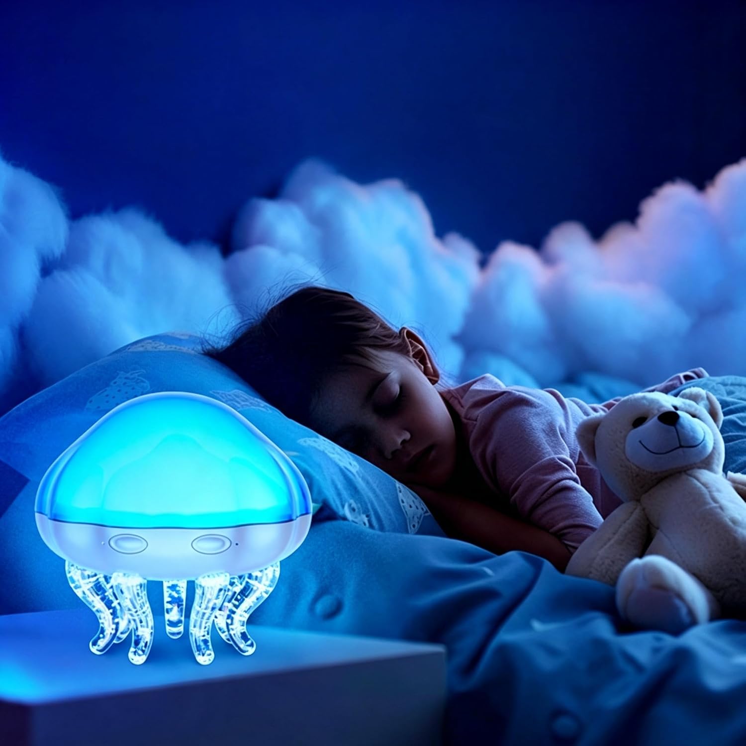 LED Light Gifts Home Decor Light Projector, 7 Effects, Ambient Light with Speaker, Adjustable Brightness, 45/90 Mins Timer, Sleep Companion, Gift for All Ages(USB Plug2)