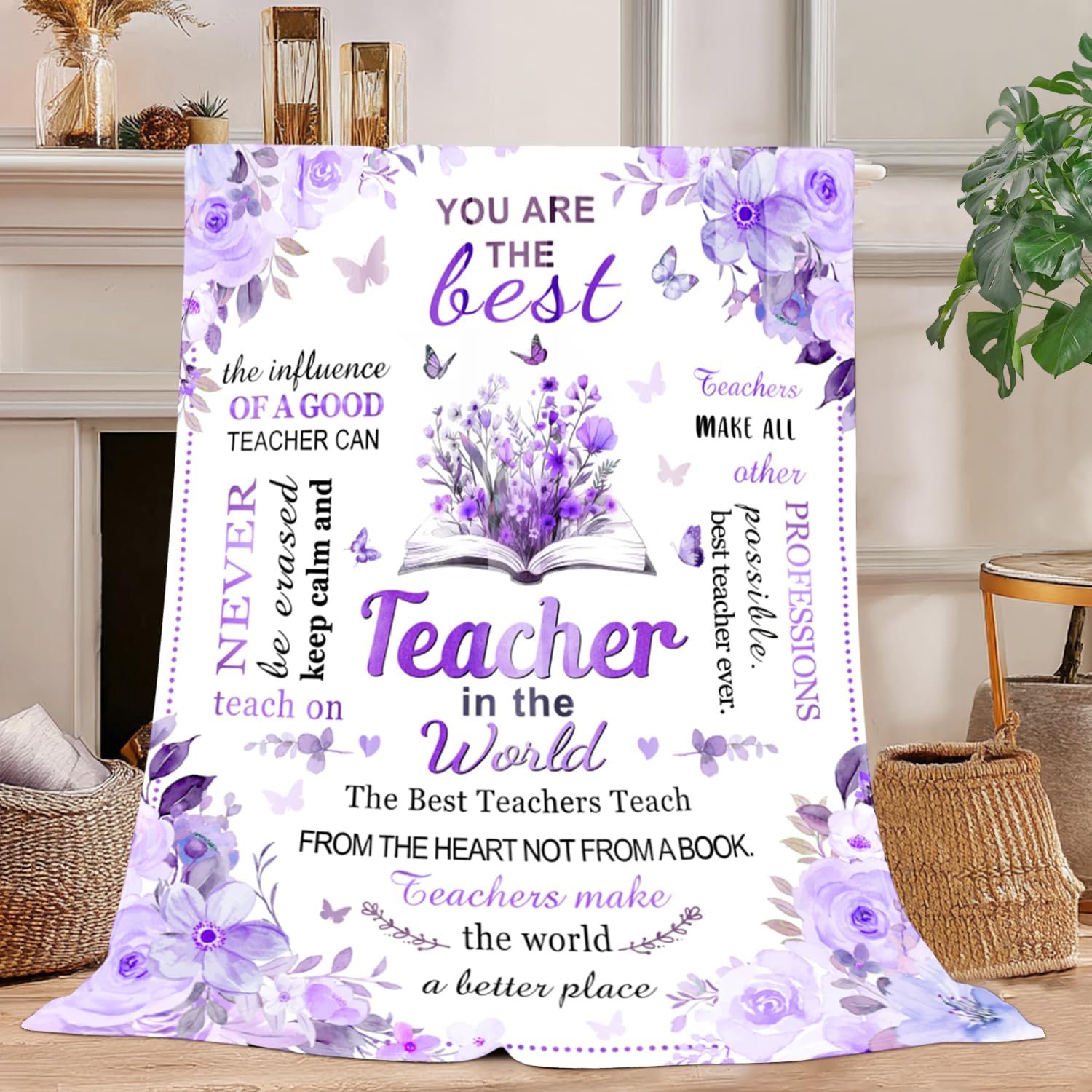 Teacher Gifts for Women, Cozy Teacher Blanket 60"x50", Teachers Appreciation Gifts for Women, Best Thank You Gift for Teachers Woman Christmas/Valentine's Day/End of Year(Purple)