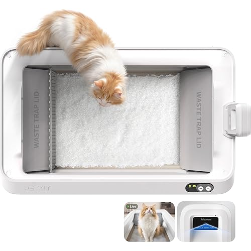 PETKIT Open-Top & AI Camera Self Cleaning Cat Litter Box, Urinary Health Monitor Automatic Cat Litter Box, Smart Robot with 2-Way Raking/5G WiFi/Safety Sensors/Odor Control for Multiple Cats (White)