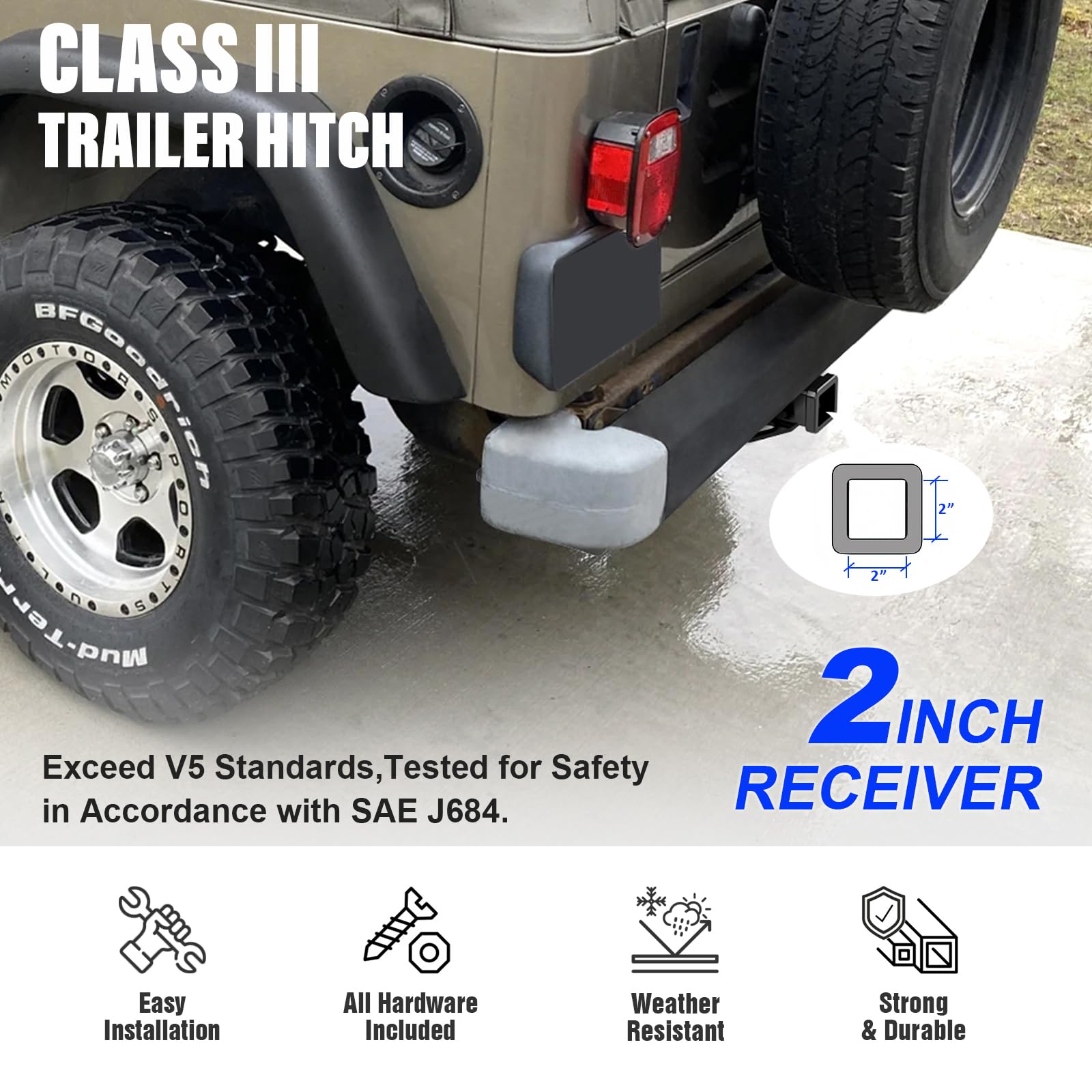 APS Rear Towing Hitch Receiver, Class 3 Trailer Hitch Compatible With Dodge Journey 2009 2020