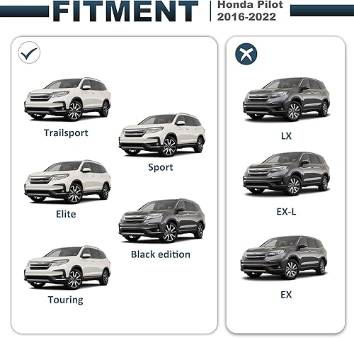 Miniatura 2 de Barras transversales de techo de 220 libras para Honda Pilot Trailsport Elite Touring Sport 2016-2022 Edición negra (excepto EX EX-L LX) barras