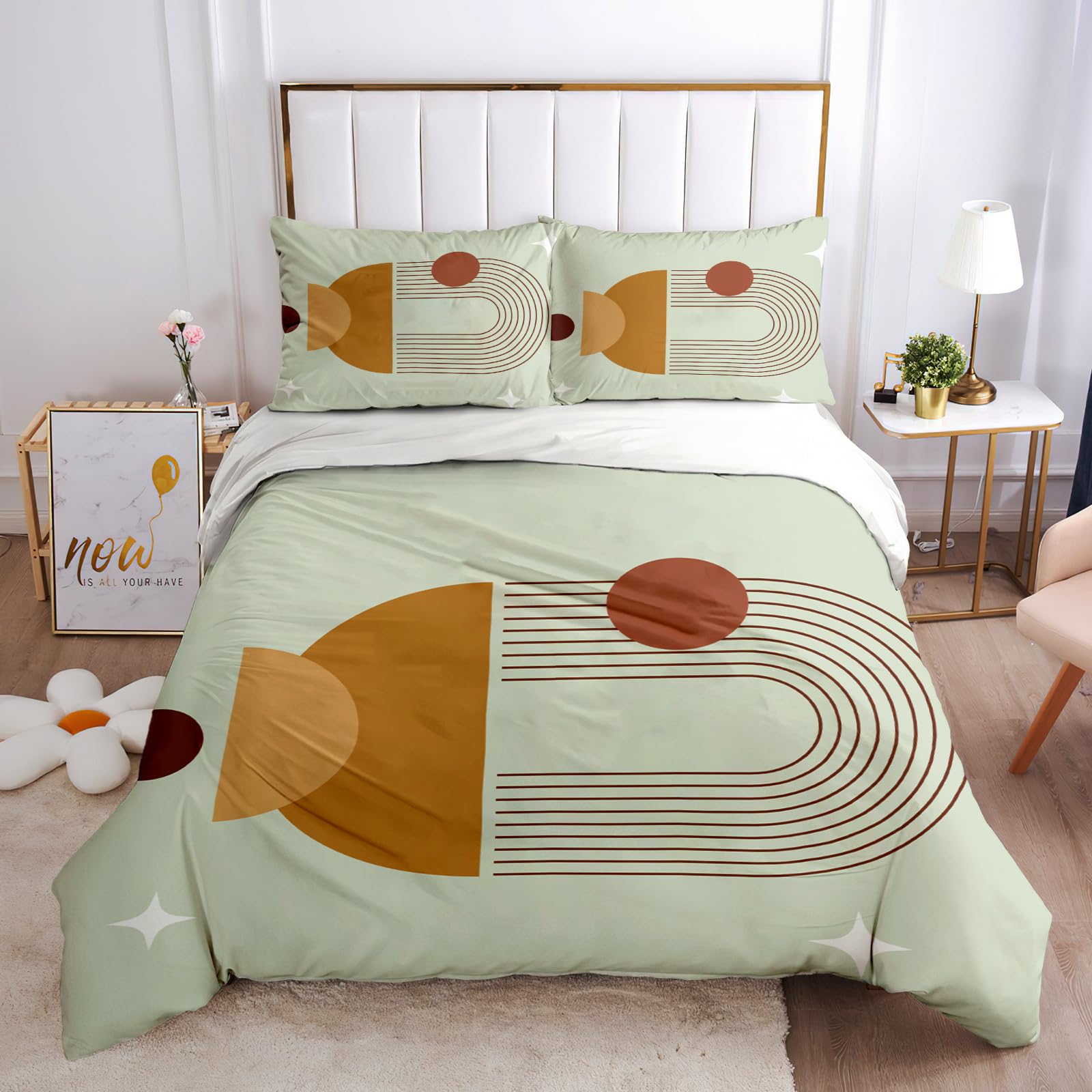 Juego de ropa de cama de microfibra premium con arte lineal geométrico minimalista 3D