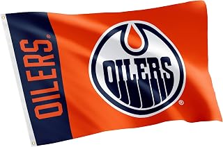 Edmonton Oilers Flag NHL 100% Polyester Indoor Outdoor 3x5 feet National Hockey League Team Flags (Name Flag)