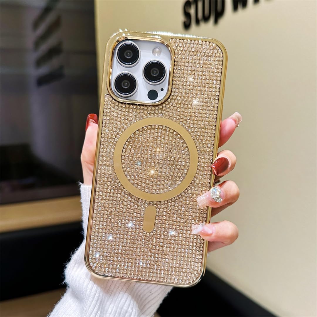 Coque iPhone 16 dorée magnétique et antichoc brillante