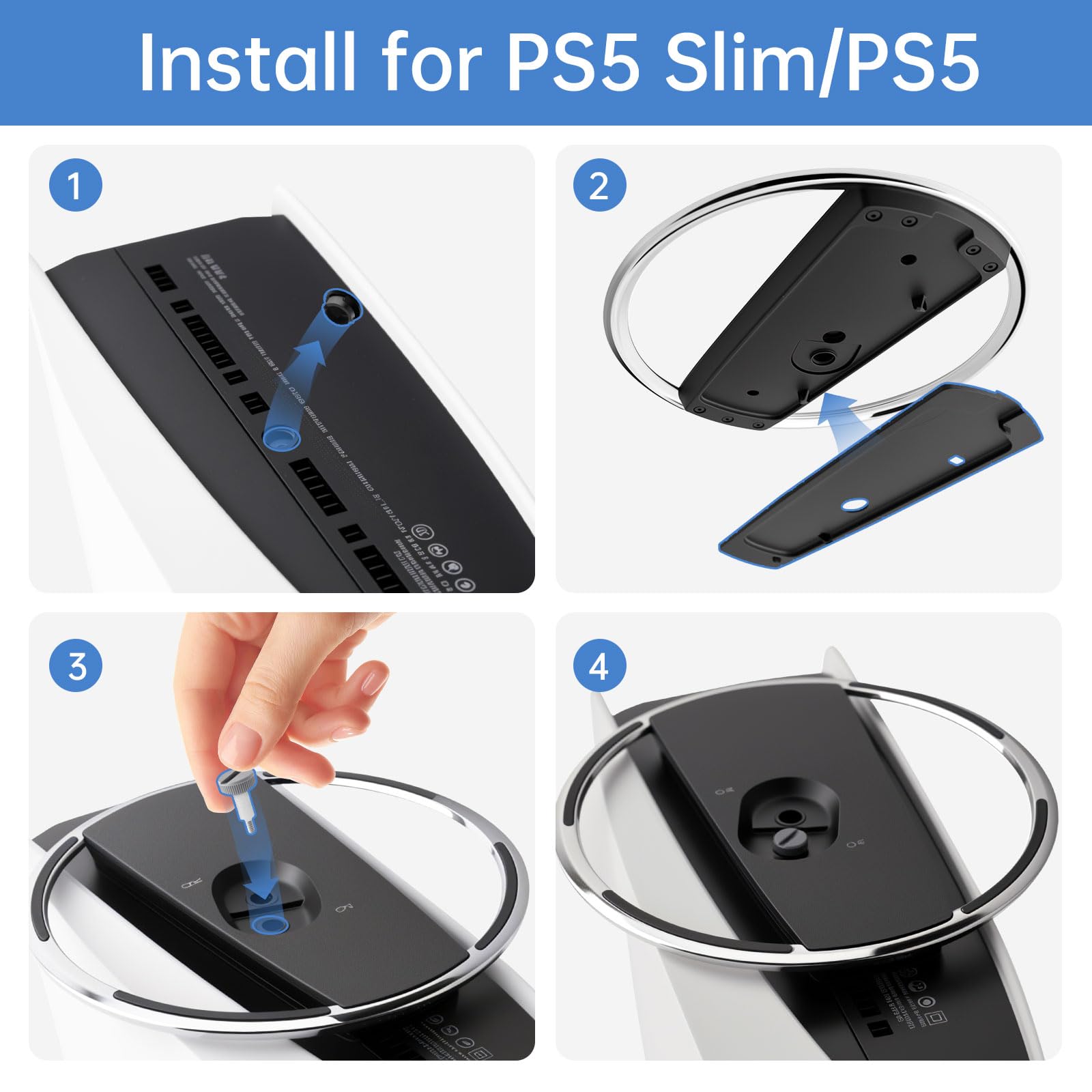 Soporte vertical para consolas PS5 Slim&PS5, soporte vertical antideslizante para consola PlayStation 5 (plateado)