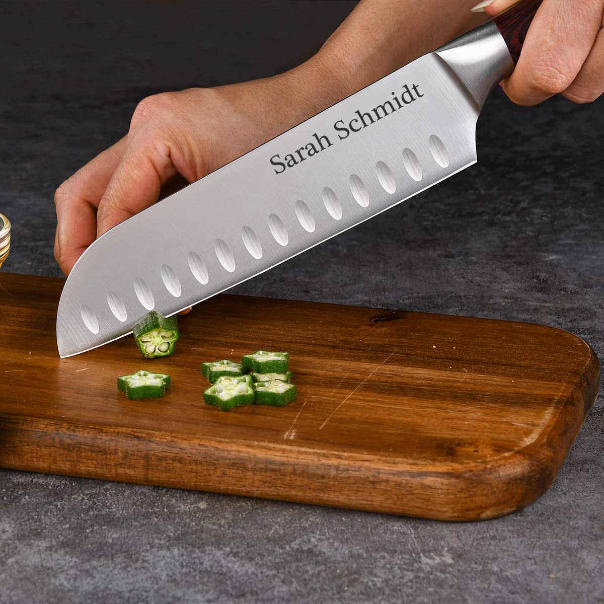 polar-effekt Kochmesser mit Gravur - Küchenmesser aus Japanstahl VS Kobe – Personalisiertes Fleischmesser mit Geschenketui – Geschenkidee zum Geburtstag