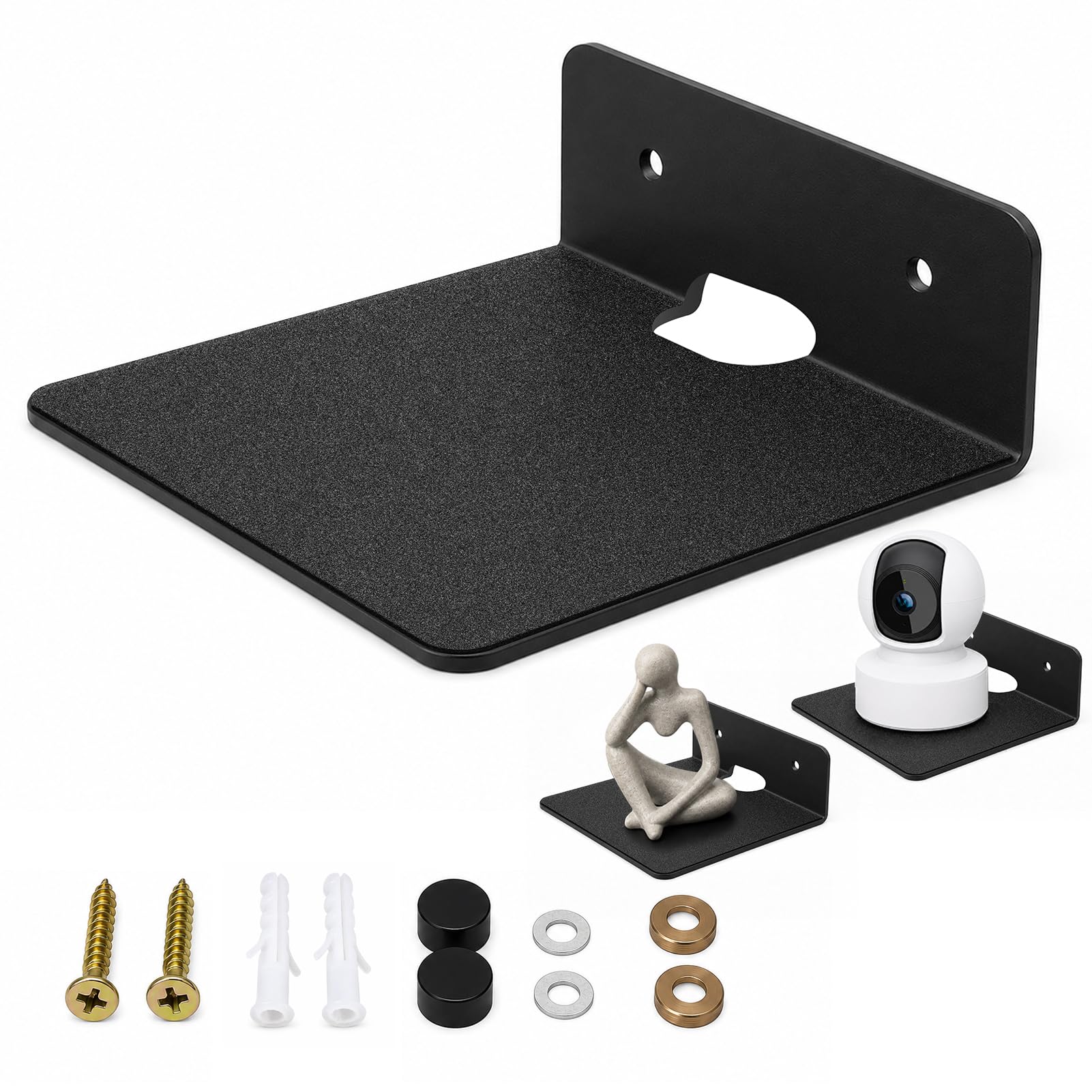 TRINENOX Small Speaker Wall Mount with EVA Pad, 4.25 in Metal Speaker Shelf