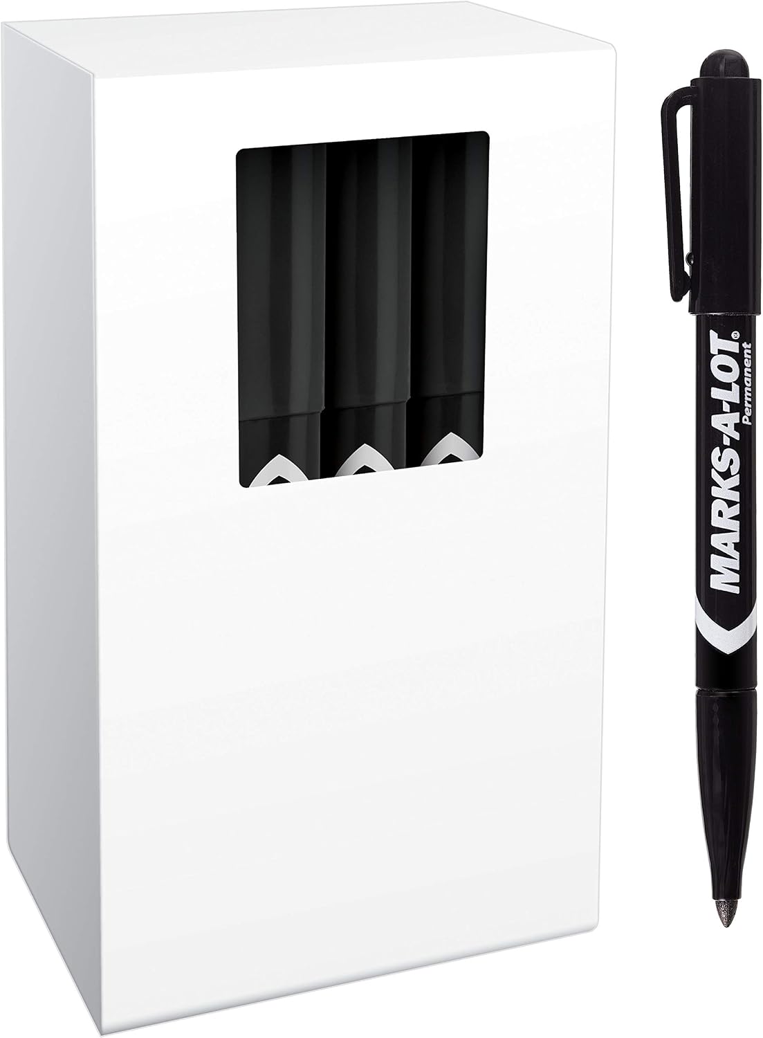 Avery Marks-A-Lot Permanent Markers, Pen-Style Size, Bullet Tip, Water and Wear Resistant, 12 Black Markers (29857)