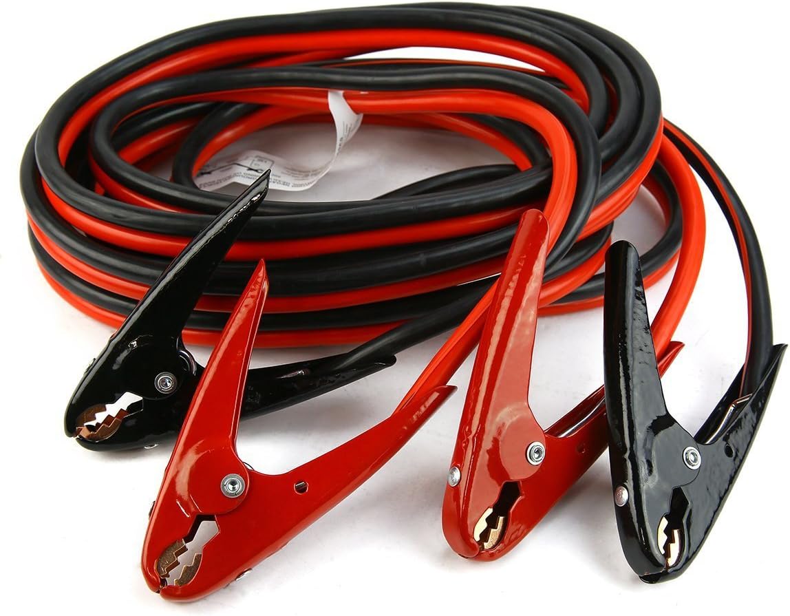 XtremepowerUS 2 Gauge 25ft Booster Cable Jumper Battery Cables Auto Clamp Heavy Duty Parrot Jaw with Carrying Case