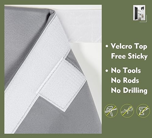 Miniatura 2 de PI Cortina opaca de velcro para puerta cortina de privacidad con aislamiento térmico para puerta de cristal aula puerta corrediza pantalla de amarre