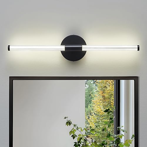 Lámpara LED de baño, moderna luz negra para tocador sobre espejo, lámparas de pared acrílicas para sala de estar, dormitorio, brillo de mesita de