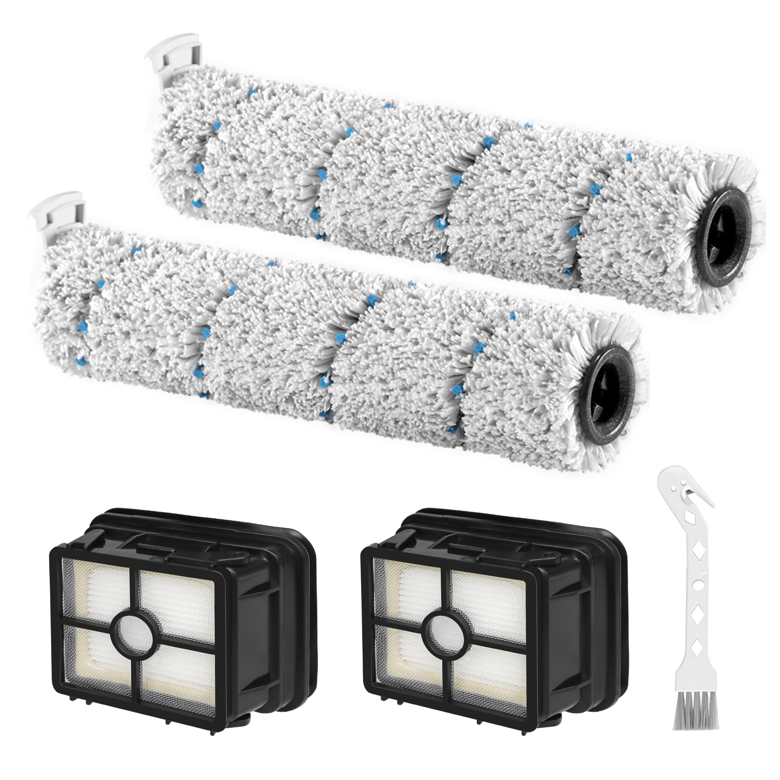 YUEYEE 2 Pack 2787 Brush Roller & 1866 Filter Replacement for Bissell CrossWave Cordless Max 3515G 2554 2554A 2590 2593 2596, HydroSteam Plus 35151 3515 3513 3518 B0440 Vacuums, Part 1618638 1608684