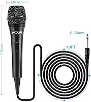 Vista 4 de Micrófono de karaoke dinámico para cantar, micrófono vocal con cable para karaoke, micrófono de mano con cable de 10 pies, micrófonos para altavoz