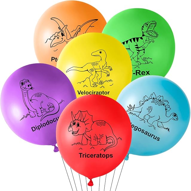 TUPARKA 36 Pcs Dinosaur Birthday Balloons 12 Inches Dinosaur Latex Balloons for Dinosaur Party Decorations