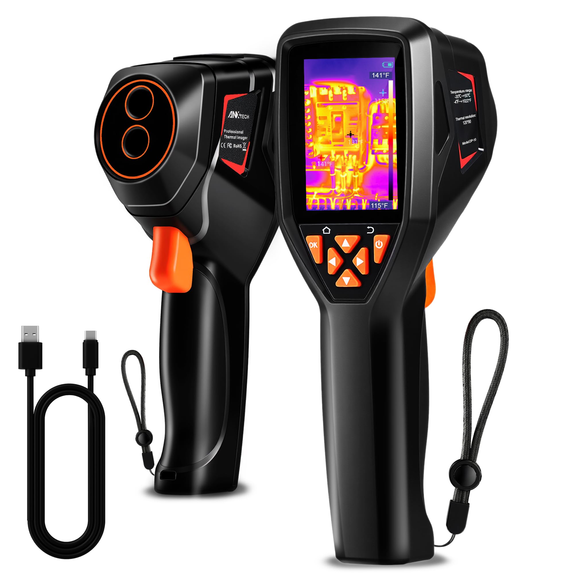 Thermal Imaging Camera, -4°F to 1022°F, Handheld Infrared Camera with PC Analysis, 120 x 90 IR Resolution, 8-Hour Battery Life for Automotive, HVAC, Mechanical Maintenance-image-1