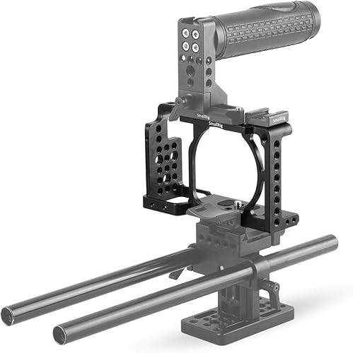 Miniatura 5 de SmallRig Jaula de cámara solo para Sony A6000 A6300 ILCE-6000 ILCE-6300 NEX7, A6000 Cage con puntos de montaje de 1/4" 3/8" y zapata fría