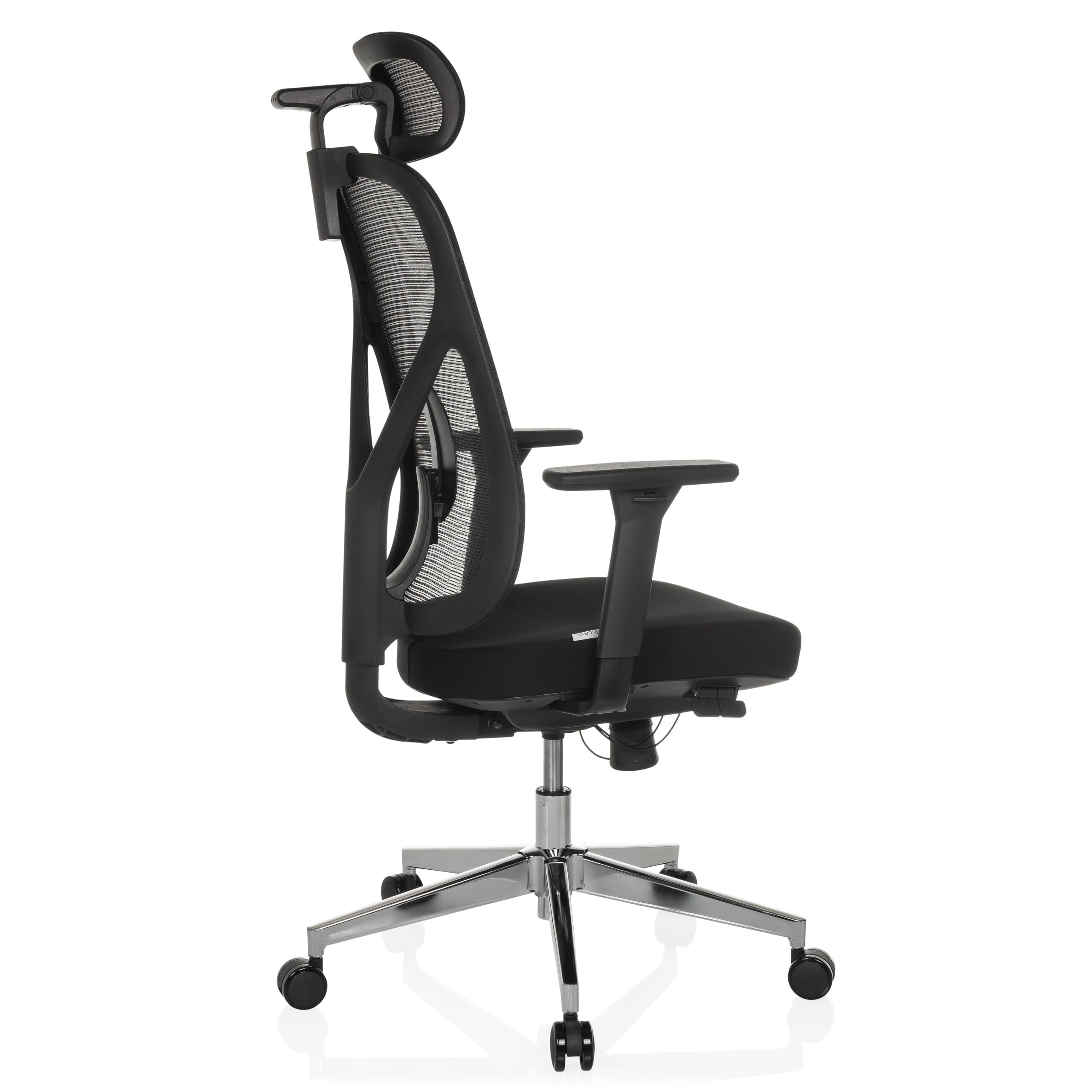 hjh OFFICE Bürostuhl ergonomisch RALOO PRO Netz Drehstuhl mit Verstellbarer Kopf- und Lordosenstütze, Sitztiefenverstellung, Schwarz