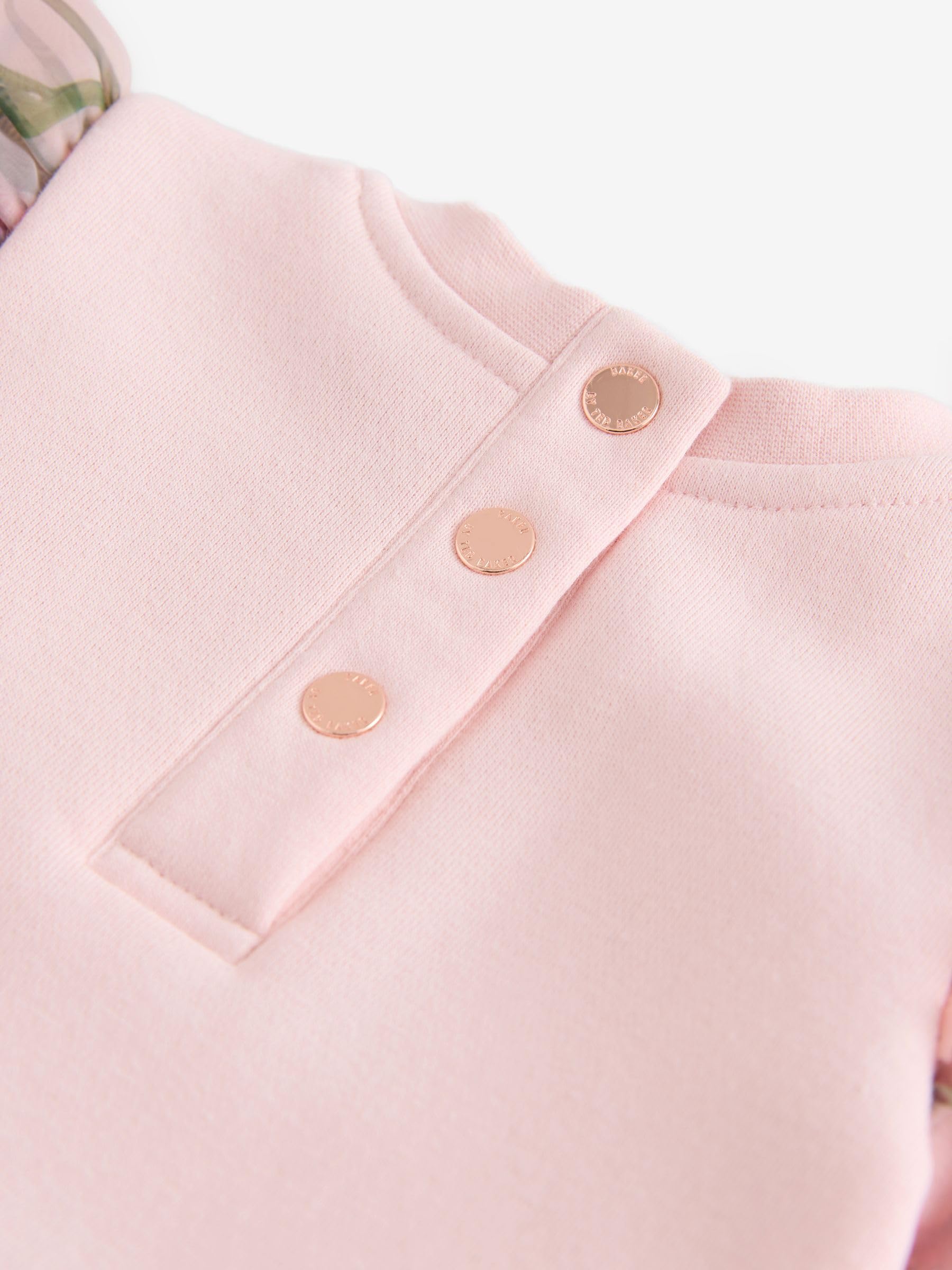 Bebés niña Pelele rosa floral con manga de organza