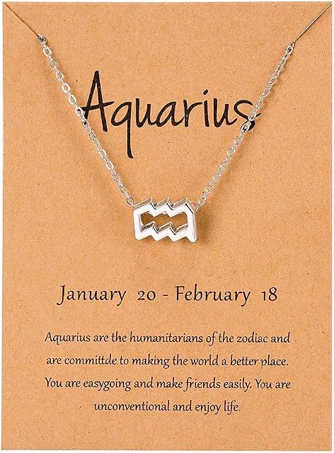 Silver Star Sign Pendant Chain Bracelet - Aquarius (20th January - 18th February) - Zodiac Constellation Horoscope Celestial Astrology Jewellery - Women Men Gift