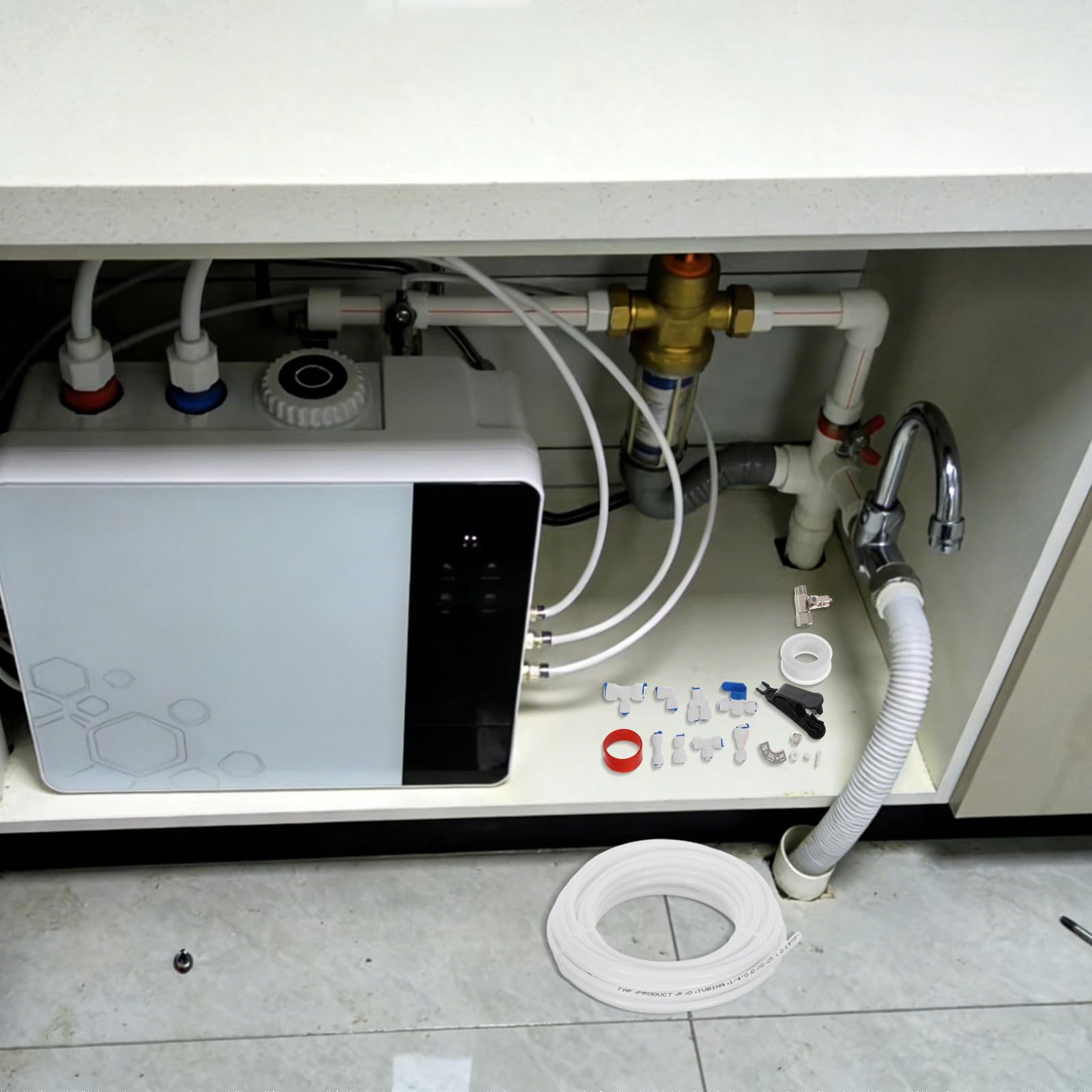 1 juego de mangueras de agua para máquina de hielo de refrigerador - Kit de mangueras de 10 metros (33 pies) para sistemas de agua por inversa con accesorios - Instalación de máquina de