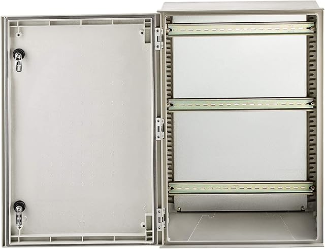 VEVOR Fiberglass Enclosure 23.6 x 15.7 x 9.1" Electrical Enclosure Box NEMA 3X Electronic Equipment Enclosure Box IP65 Weatherproof Wall-Mounted Electrical Enclosure With Hinges & Quarter-Turn Latches