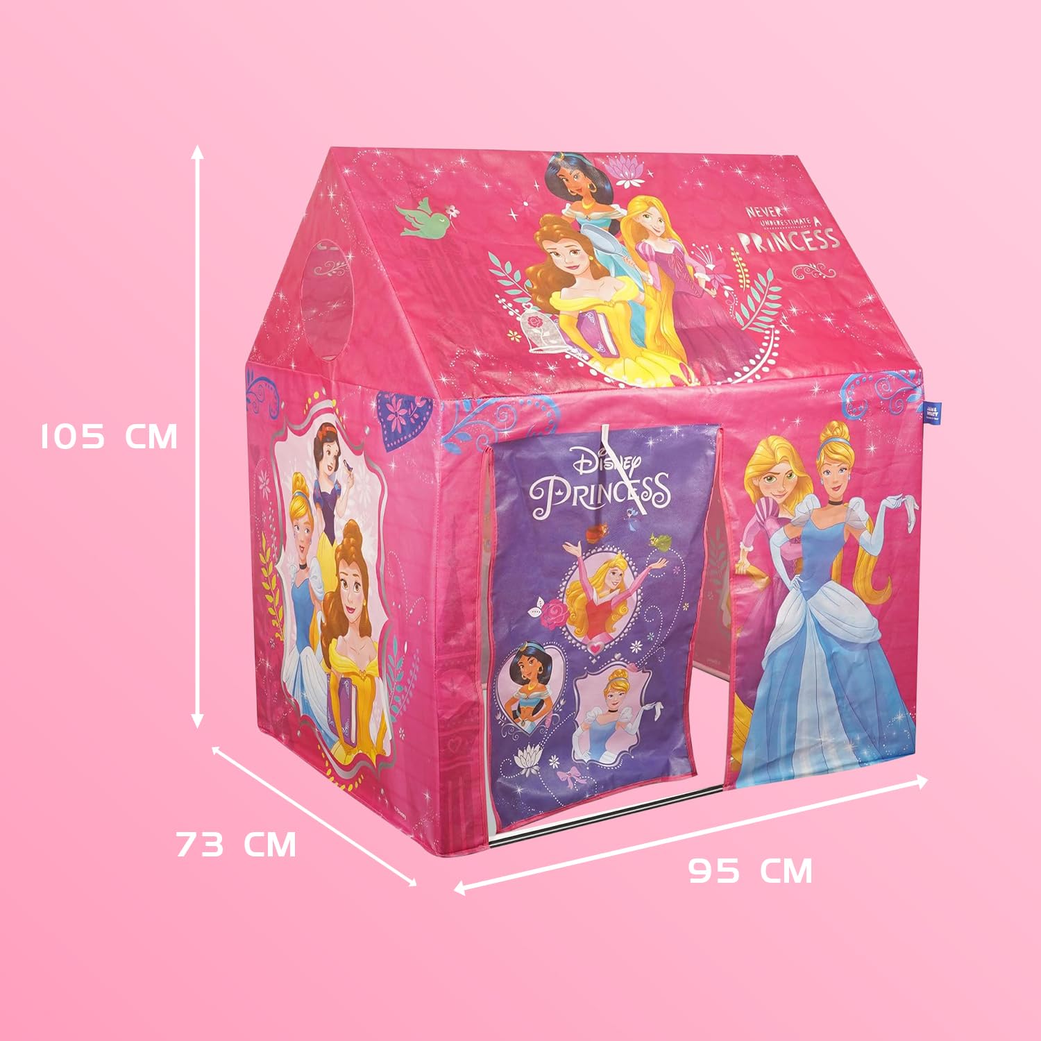 Amazon Brand Jam & Honey Kids Play Tent House, Princess Theme, BIS Safe for Kids, Foldable Portable Indoor Outdoor Playhouse Tent for Girls Boys Age 2+ Years, Easy Assembly 1