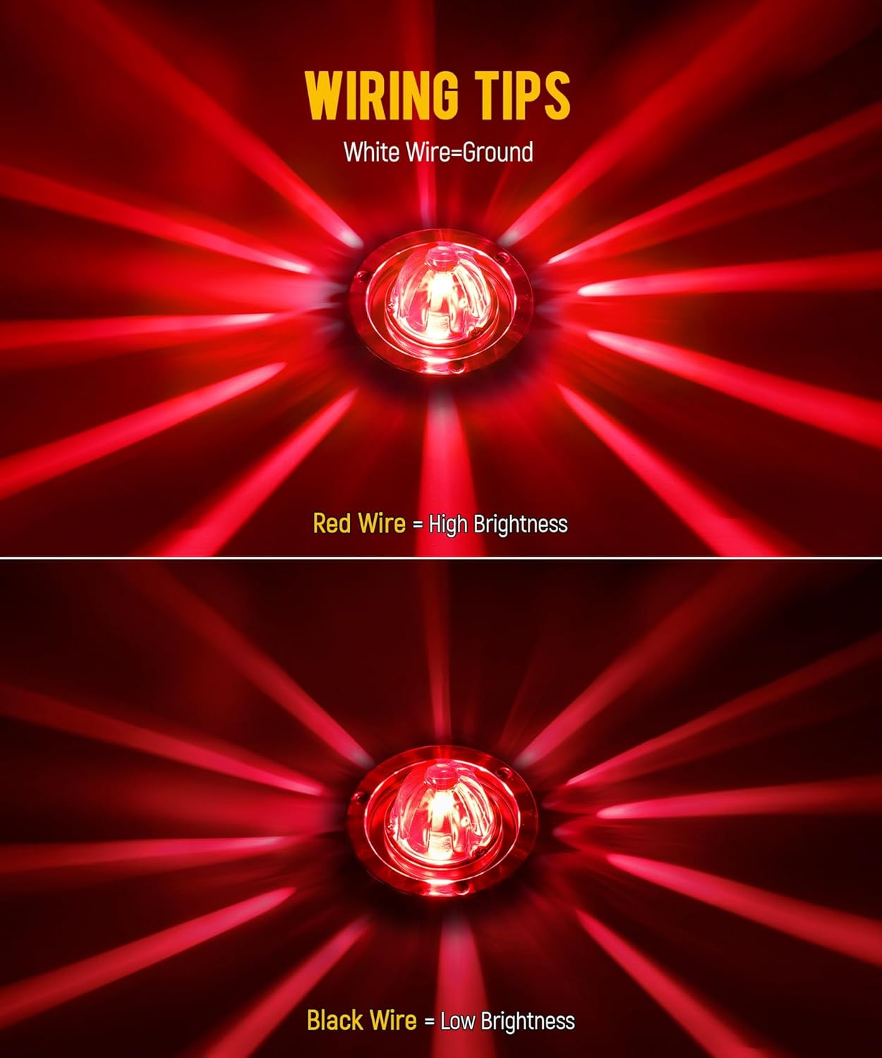 Partsam 2Pcs Red Glass Lens Watermelon Lights Kit LED Stop Turn Tail Lights with Stainless Steel Bezel and Base Replacement for Peterbilt Freightliner Trucks Trailers RVs Motohomes