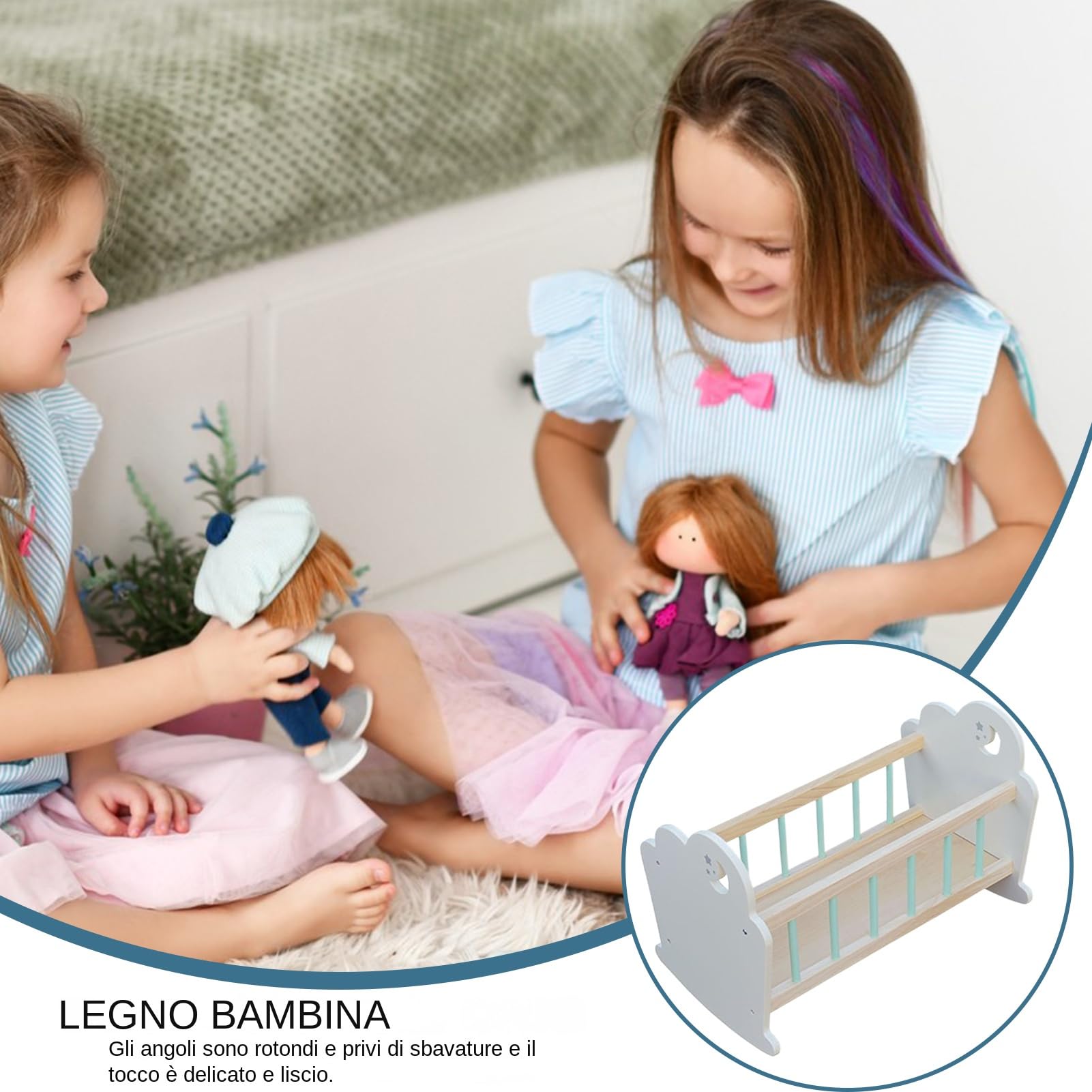 Lettino per Bambole Miniatura Arredo Legno Per Sonno | Mobili Realistici Giocattolo Nanna Per Ragazzi Ragazze Casa Delle Bambole Attività Stimola Creativo