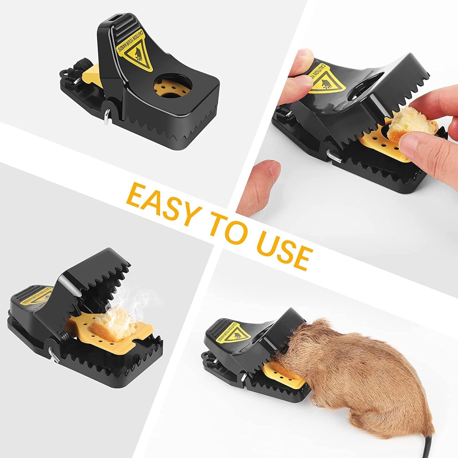 Mouse Traps Reusable Mice Traps Quick Effective Sanitary Safe Mousetrap Mice Catchers – Snap Traps with Sensitive Trigger for Indoor Outdoor Use (Black & Yellow, 24, Count)