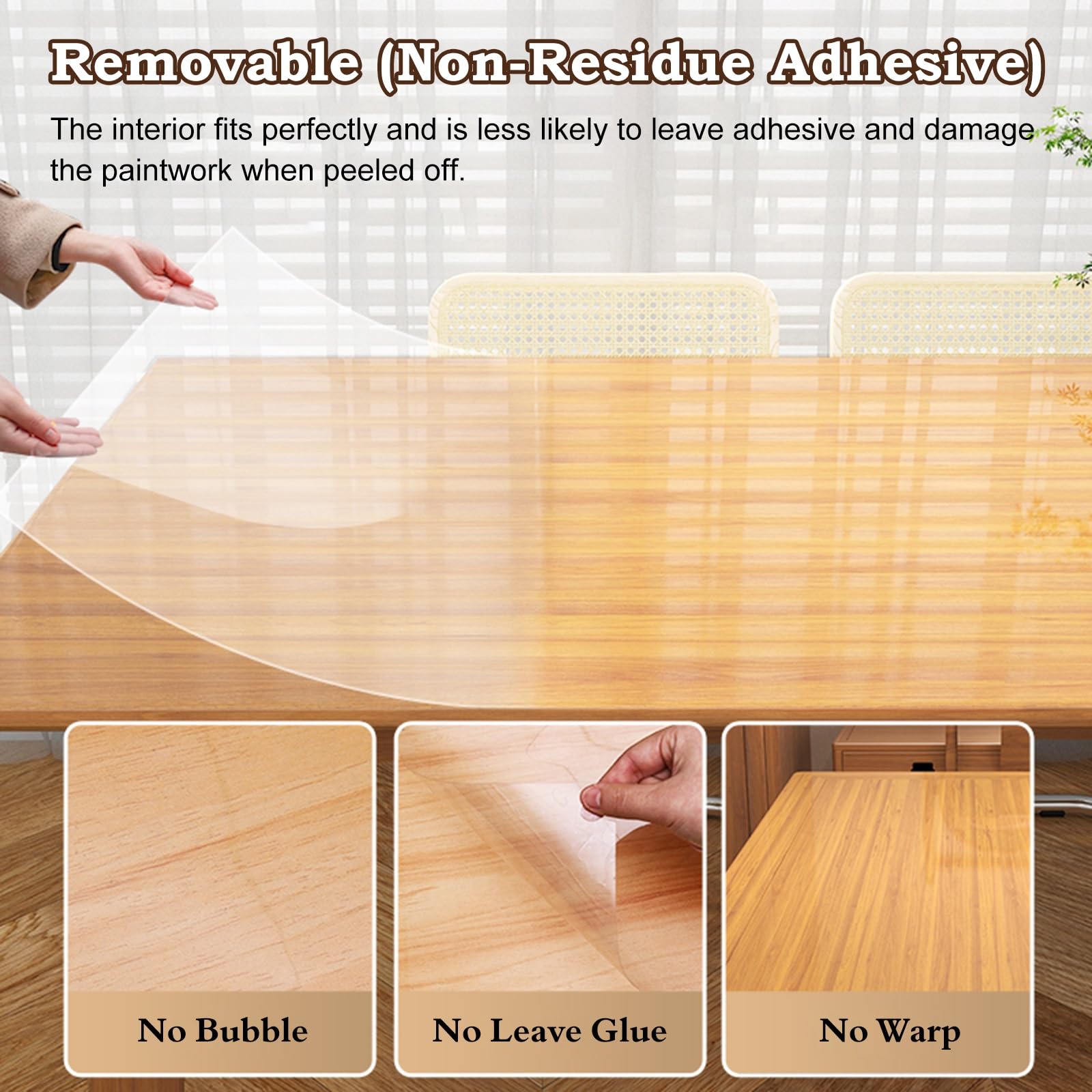 Papel Adhesivo Transparente para Muebles Protector De Muebles Antiarañazos, Película Protectora De Mesa Transparente Autoadhesiva Para Cocina, Restaurantes, Estaciones Café, Resistente Al Calor, Fácil