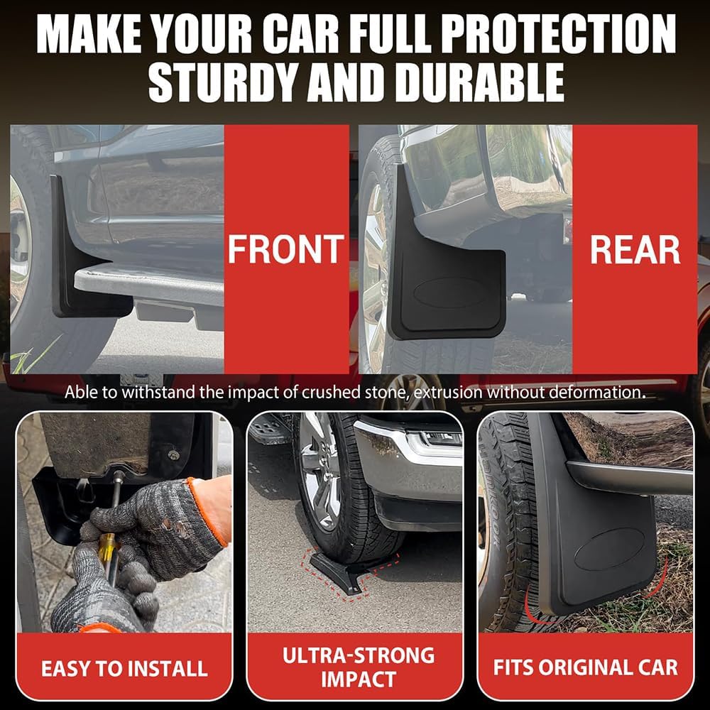 4 Pcs Car Mud Flaps for Ford F-150 2021-2024,Front Rear Splash Guards Wheels Fenders Splashproof Wear-Resistant Exterior Accessories