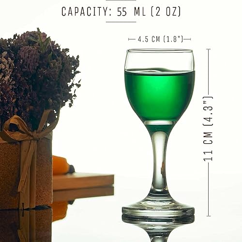 Miniatura 4 de Cordial Glasses - Juego de 6 copas de licor, absenta, mini copas de vino de puerto, vasos de chupito, cristalería Apertif (2 oz/1.9 fl oz) vidrio